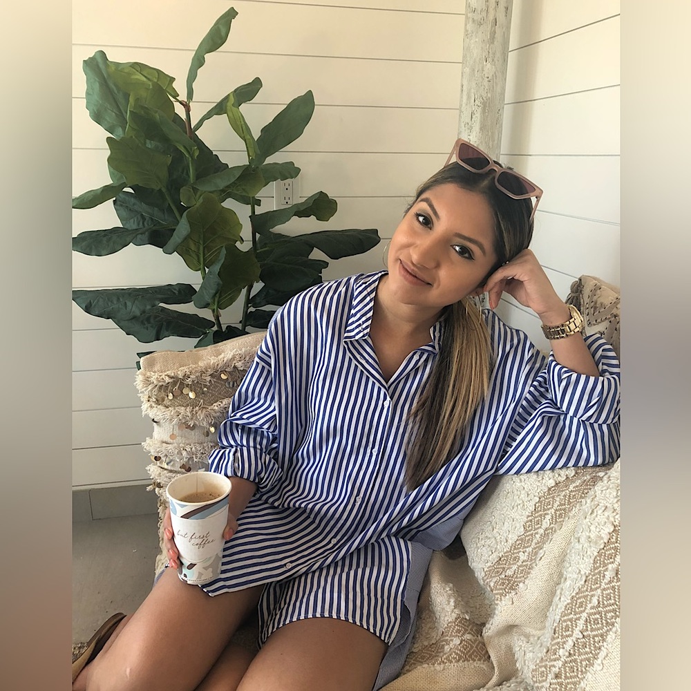 Nasty Gal Blue Stripe Shirt Dress
